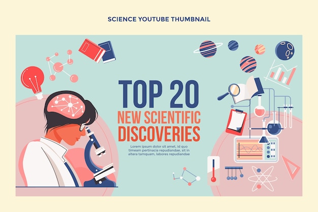 Free vector flat design science youtube thumbnail