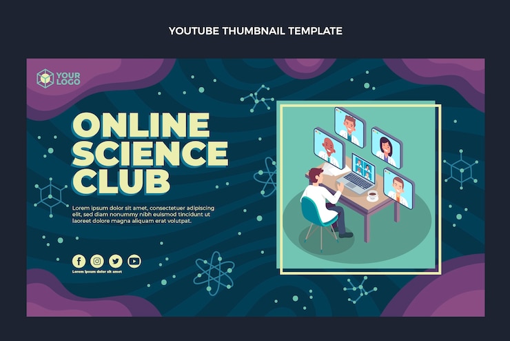 Free Vector flat design science youtube thumbnail