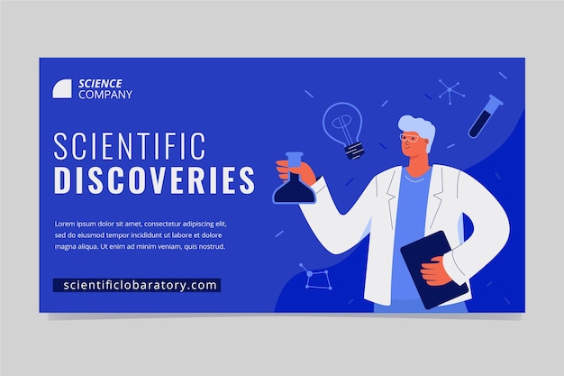 Free vector flat design scientific discoveries facebook template