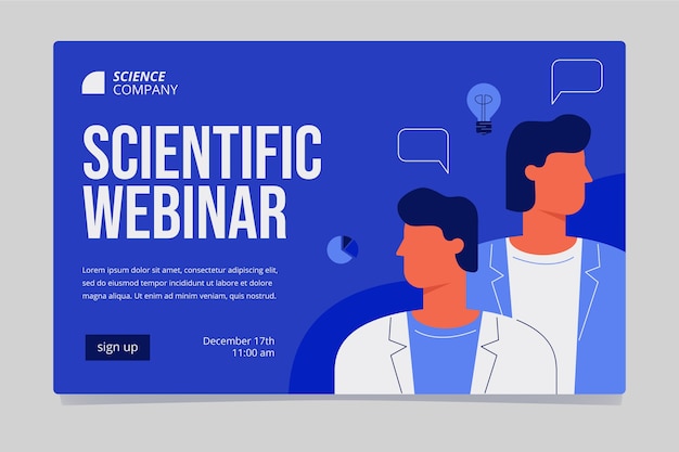 Modello di webinar scientifico di design piatto