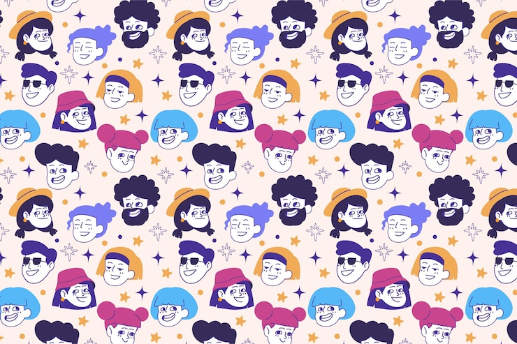 Free Vector flat design seamless group of people wallpaper