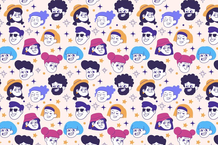 Free Vector flat design seamless group of people wallpaper