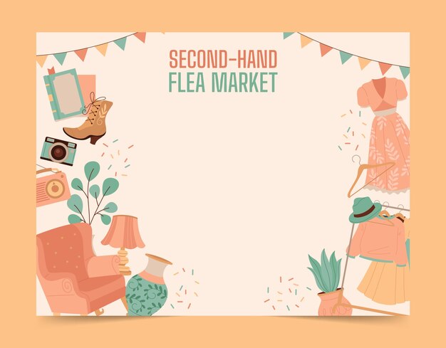 Free vector flat design second-hand flea market photocall