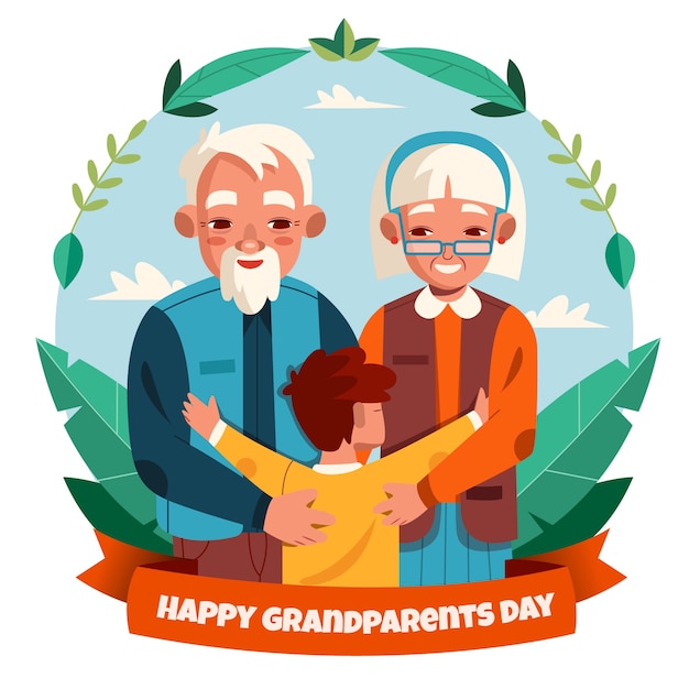 Free vector flat design senior people and kid illustration