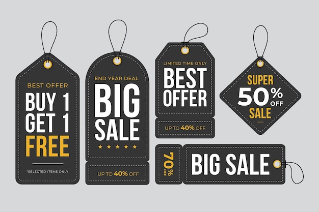 Flat design set of sales tags