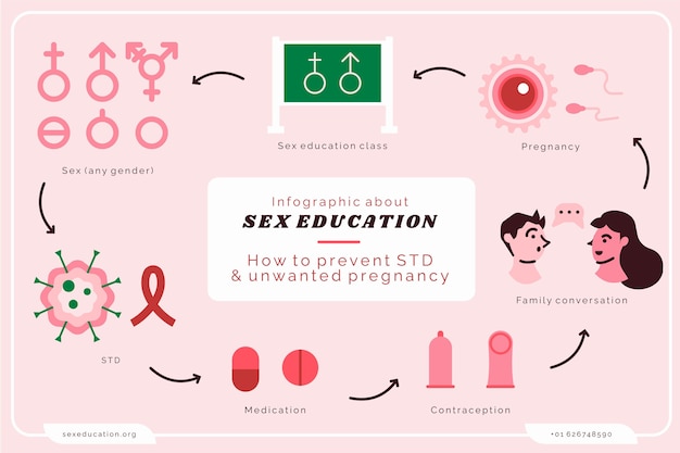 Flat design sex education infographic