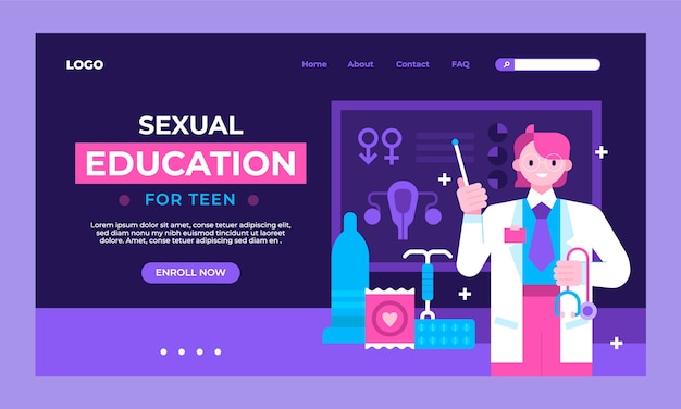 Flat design sex education landing page