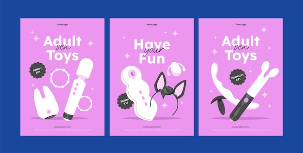 Free vector flat design sex toys card set