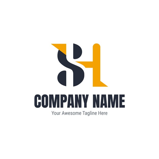 Flat design sh logo template