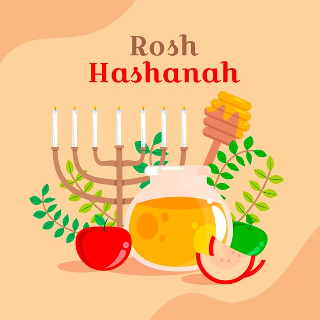 Flat design shana tova design