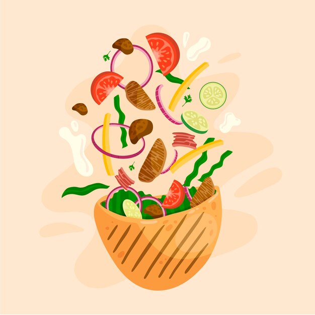 평면 디자인 shawarma 그림