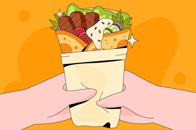 Flat design shawarma illustration