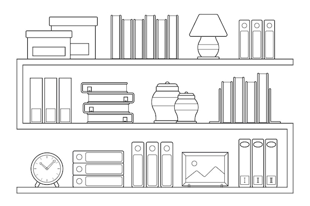 Vettore gratuito illustrazione del profilo dello scaffale di design piatto