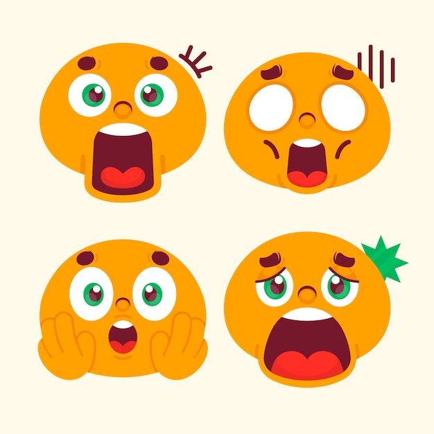 Free vector flat design shocked  emoji illustration