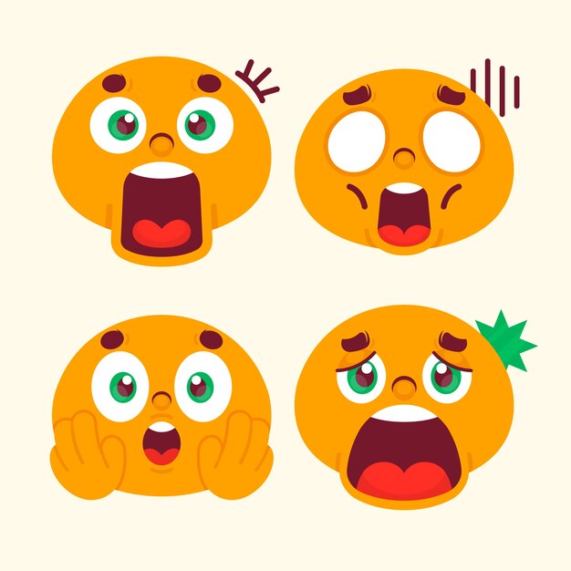 Flat design shocked  emoji illustration