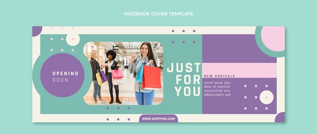 Flat design shopping center facebook cover