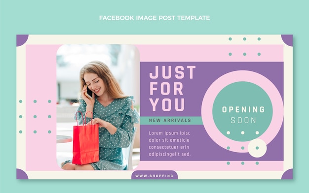 Vettore gratuito post di facebook del centro commerciale di design piatto