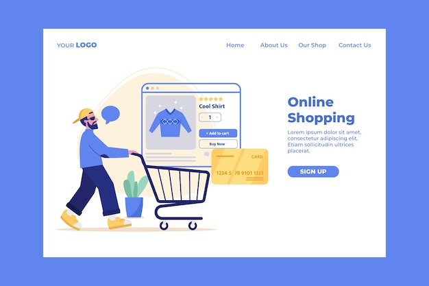 Flat design shopping center landing page