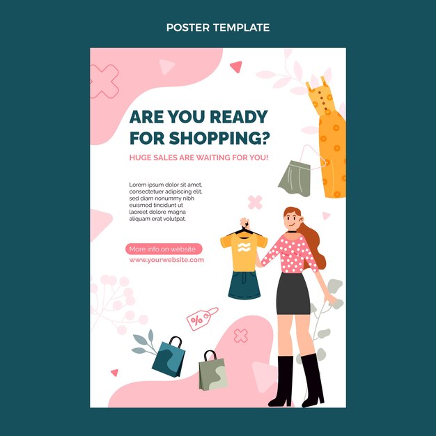 Flat design shopping center poster template