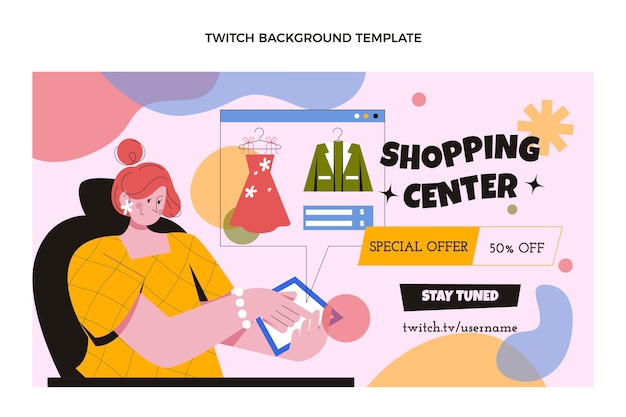 Free vector flat design shopping center twitch background