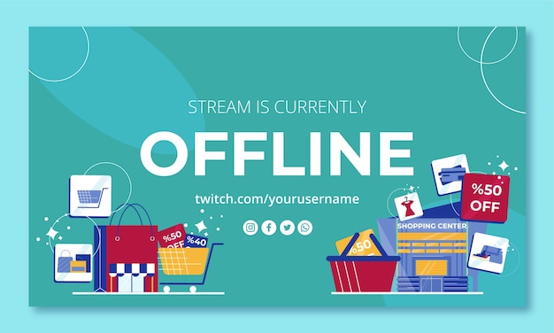 Flat design shopping center twitch background