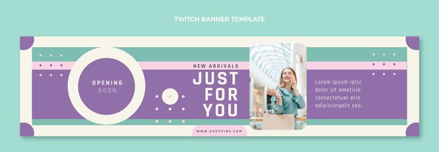 Flat design shopping center twitch banner