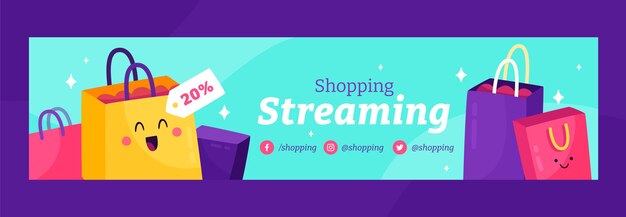 Flat design shopping center twitch banner