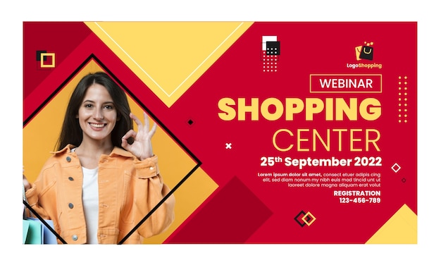 Vettore gratuito webinar del centro commerciale di design piatto