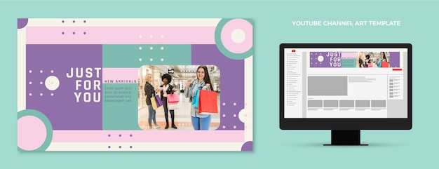 Flat design shopping center youtube channel art