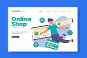 Free vector flat design shopping online landing page template