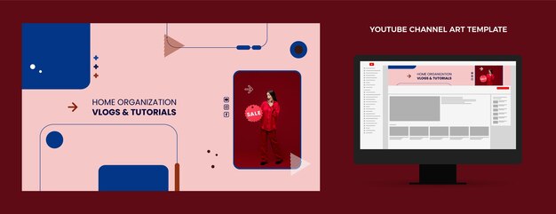 フラットデザインショッピングYouTubeチャンネルアートテンプレート