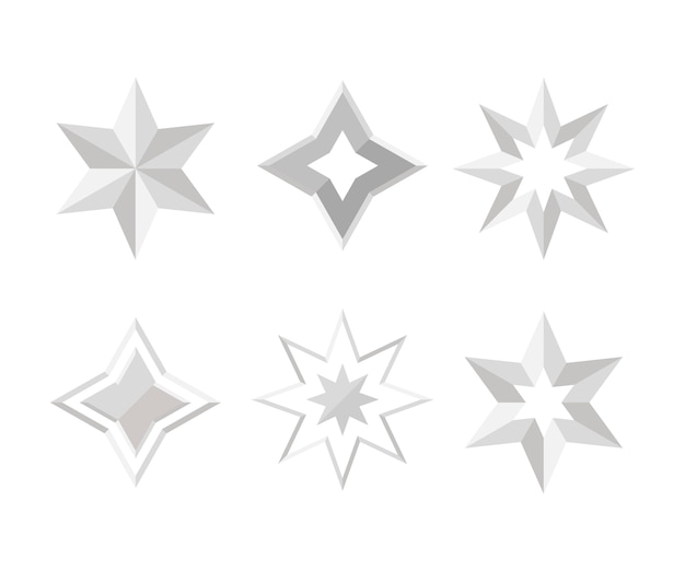 Flat design silver stars element collection