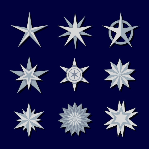 Free vector flat design silver stars element collection