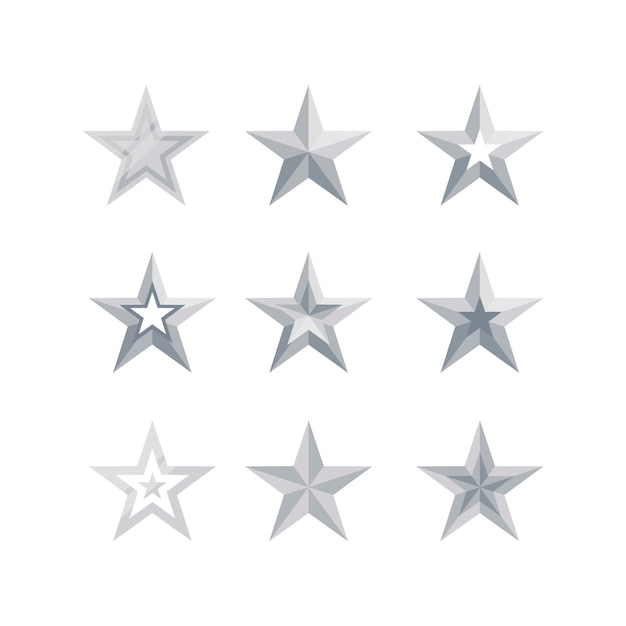 Flat design silver stars element collection