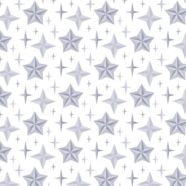 無料ベクター フラットなデザインの銀の星のパターン