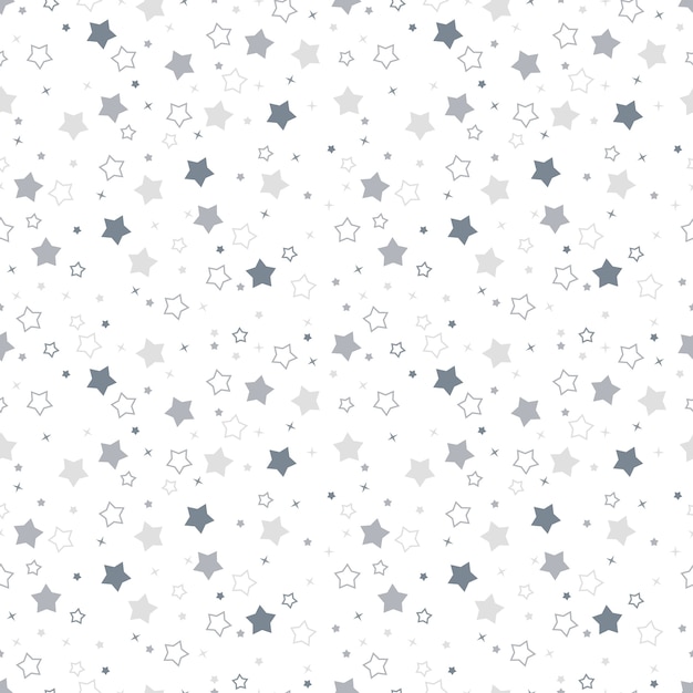 フラットなデザインの銀の星のパターン