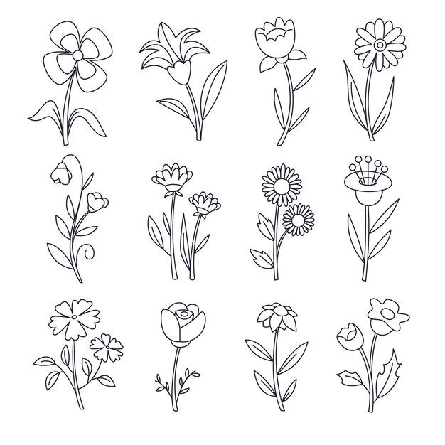 Simple Flower Drawing Images - Free Download on Freepik