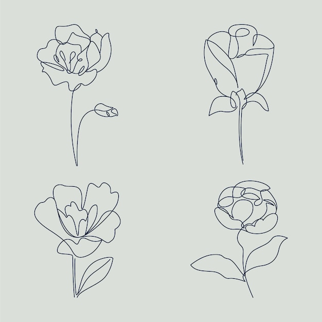 Free vector flat design simple flower outline