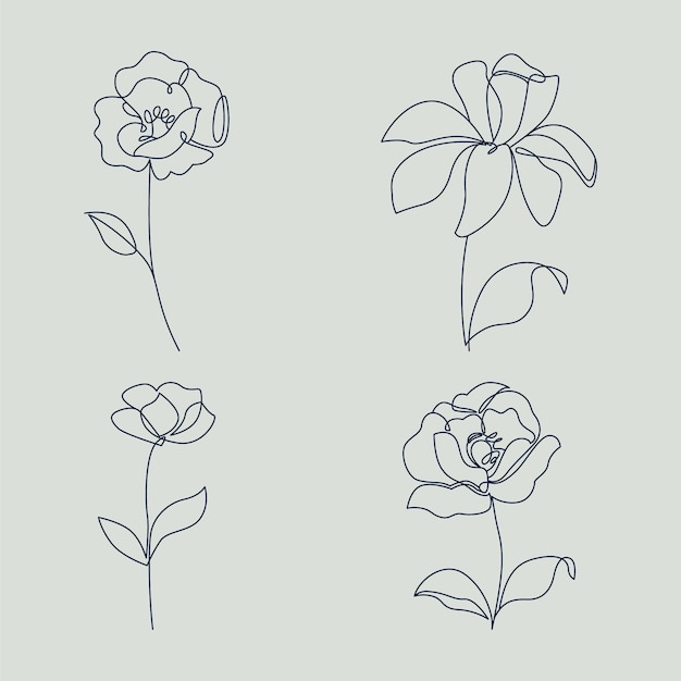 Free vector flat design simple flower outline