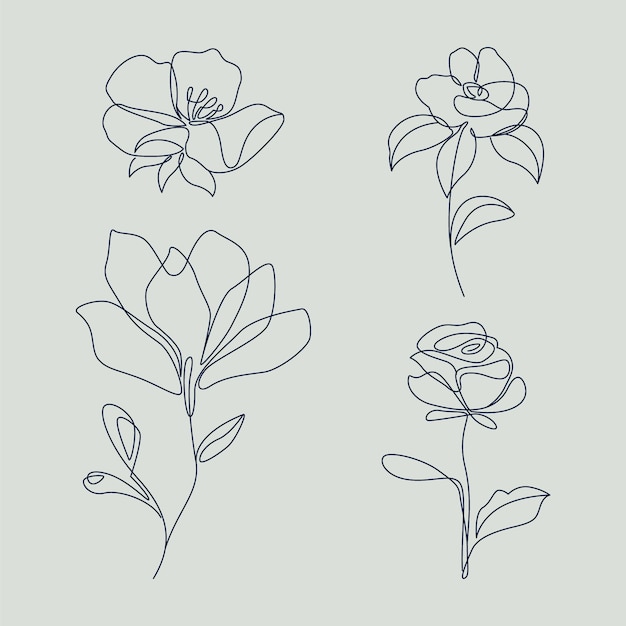 Flat design simple flower outline