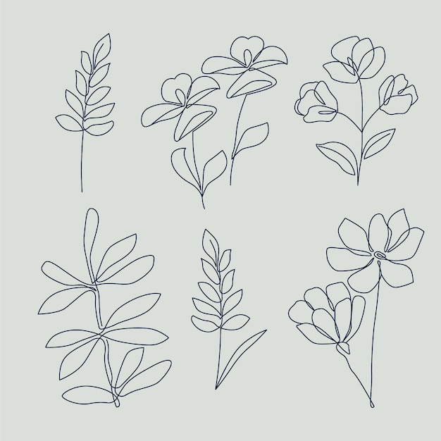 Flat design simple flower outline