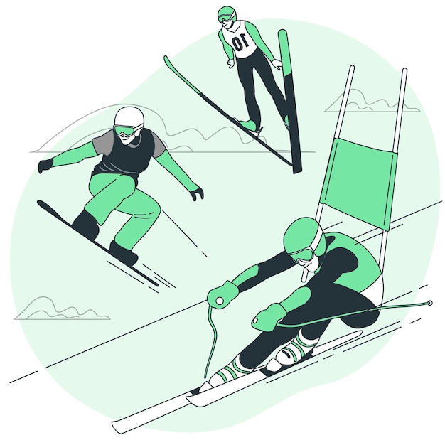 Flat design ski competition concept illustration