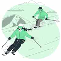 無料ベクター フラットなデザインのスキーの概念図