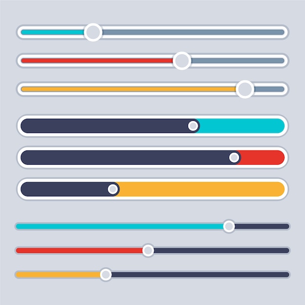 Бесплатное векторное изображение Коллекция ползунков в плоском дизайне