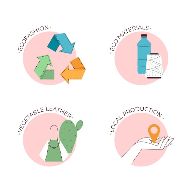 Free vector flat design slow fashion badge pack