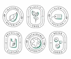 Free vector flat design slow fashion badge set