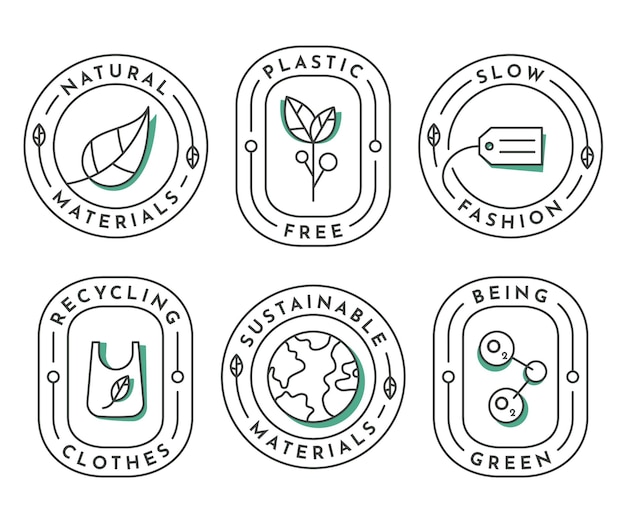 Free Vector flat design slow fashion badge set