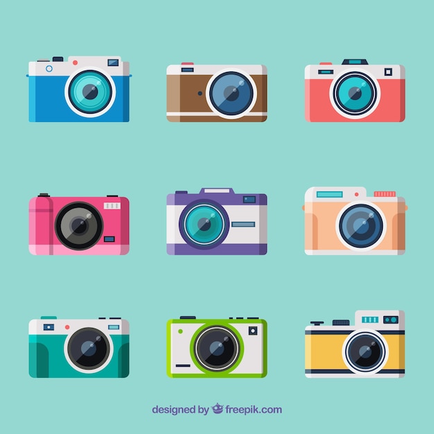 Flat design small cameras collection