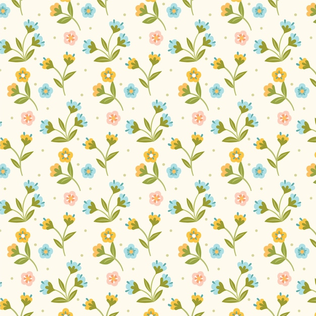 Free vector flat design small flowers pattern design