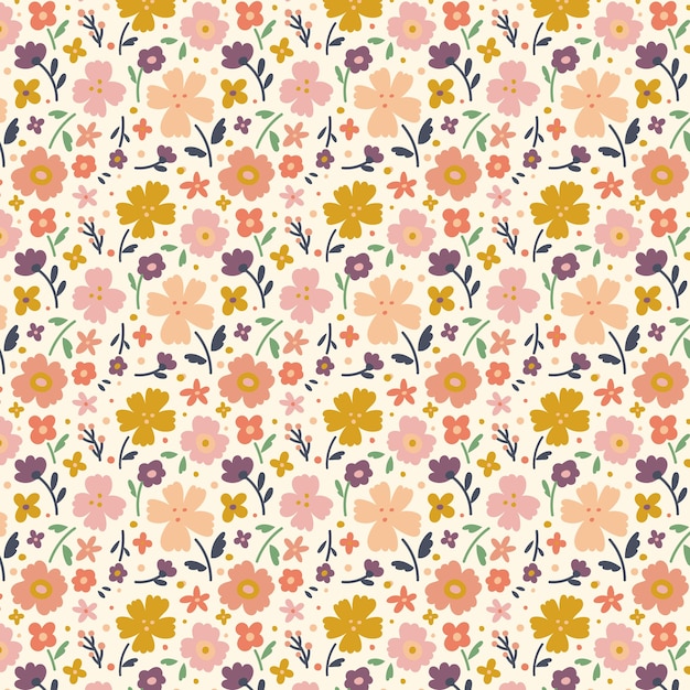 Flat design small flowers pattern design